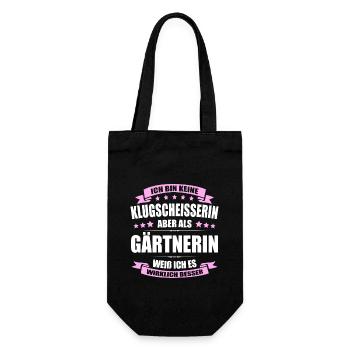 Ich Bin Keine Klugscheisserin Gärtnerin - Geschenkbeutel für Flaschen - Schwarz - Vorne