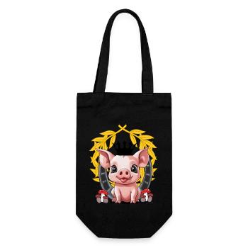 Schwein Glücksbringer Ferkel Schweine - Geschenkbeutel für Flaschen - Schwarz - Vorne