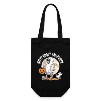 Happy Doggy Halloween Hund Geist Hundeplatz Lustig - Geschenkbeutel für Flaschen - Schwarz - Vorne