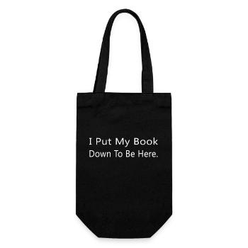 I Put My Book Down To Be Here Funny Bookworm - Geschenkbeutel für Flaschen - Schwarz - Vorne