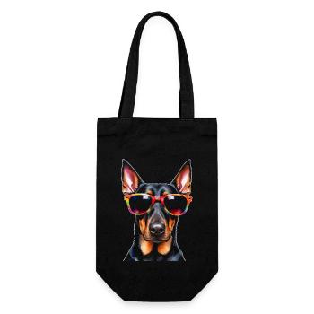 Doberman Sunglasses Dog Funny Design Print - Gift Bag for Bottles - black - Front