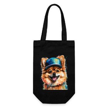 Pomeranian Pomeranian Snapback Cap Dog Print - Gift Bag for Bottles - black - Front