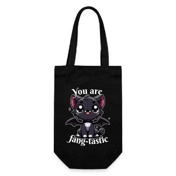 Vampire Black Cat you are fangtastic Halloween - Gift Bag for Bottles - black - Front