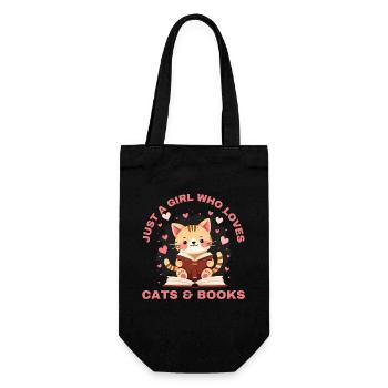 Just A Girl Who Loves Cats And Books, Cute Cats - Gift Bag for Bottles - black - Front