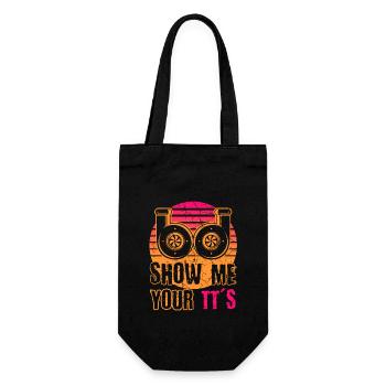 Zeig Mir Deine T T's Funny Twin Turbo Car Racing - Geschenkbeutel für Flaschen - Schwarz - Vorne