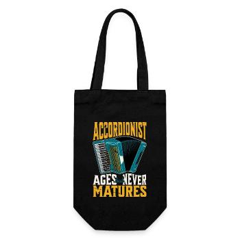 Accordionist Ages But Never Matures Folk Music - Gift Bag for Bottles - black - Front