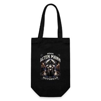 Biker Bike Motorrad Böser alter Mann mit Motorrad - Geschenkbeutel für Flaschen - Schwarz - Vorne