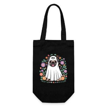 Fantôme De Carlin Drôle D'Halloween Avec Des Fleurs - Sac à bouteille - noir - Devant