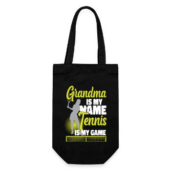 Funny Tennis Player Racket Grandma - Geschenkbeutel für Flaschen - Schwarz - Vorne