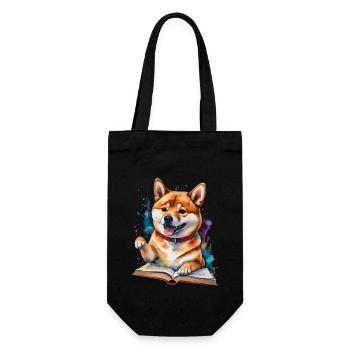 Shiba Inu livre de lecture chien drôle Animal Design impression - Sac à bouteille - noir - Devant