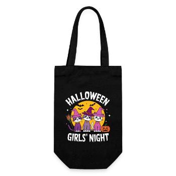 Halloween Mädelsabend Katzen Hexen - Geschenkbeutel für Flaschen - Schwarz - Vorne