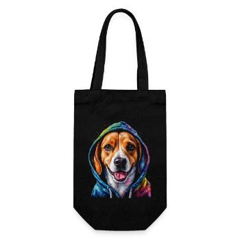 Beagle Hoodie Dog Colorful Funny Animal Design Print - Gift Bag for Bottles - black - Front