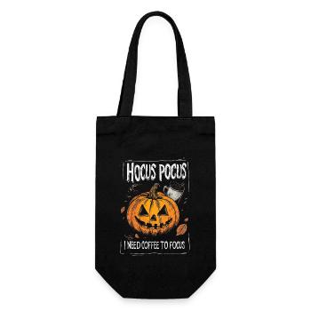 Hocus Pocus Kürbis Kaffee Halloween Lustig - Geschenkbeutel für Flaschen - Schwarz - Vorne