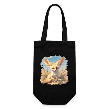 Fennec Fox Fenneks Fennek - Geschenkbeutel für Flaschen - Schwarz - Vorne