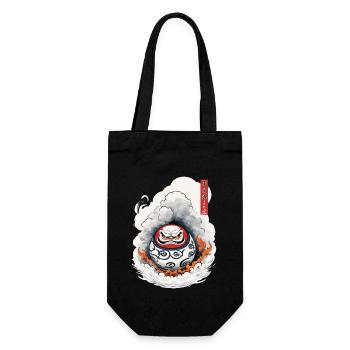 Japanese Daruma Aesthetic Vintage Yokai Design - Gift Bag for Bottles - black - Front