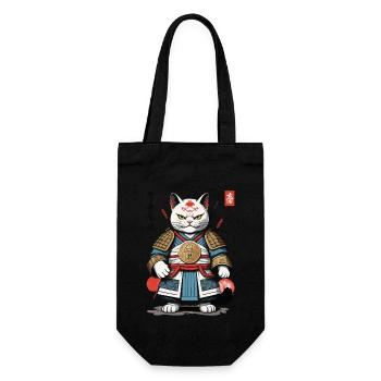 Chat samouraï au look streetwear anime - Sac à bouteille - noir - Devant