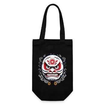 Japanese Daruma Aesthetic Vintage Design - Gift Bag for Bottles - black - Front
