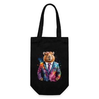 Capybara Suit Capy Colorful Animal Design Print - Gift Bag for Bottles - black - Front