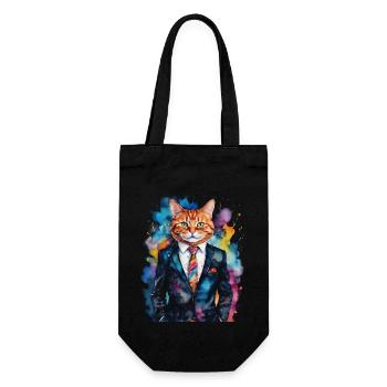 Cat Suit Colorful Funny Funny Animal Design Print - Gift Bag for Bottles - black - Front