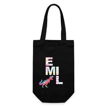 EMIL - Beau prénom de garçon avec dinosaure - Sac à bouteille - noir - Devant