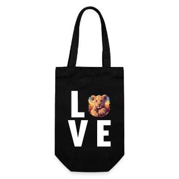 Lion Löwen Löwe - Geschenkbeutel für Flaschen - Schwarz - Vorne