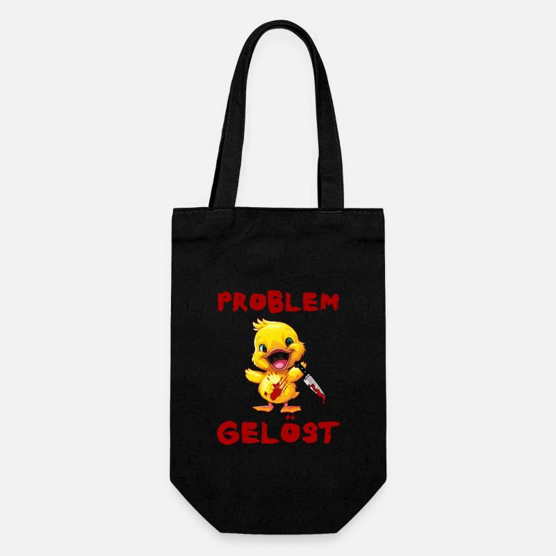 Problem gelöst - Ente mit Messer Halloween - Geschenkbeutel für Flaschen - Schwarz
