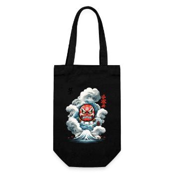 Japanischer Daruma Aesthetic Yokai Design - Geschenkbeutel für Flaschen - Schwarz - Vorne