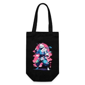 Conception esthétique Samurai Cat Vaporwave - Sac à bouteille - noir - Devant