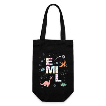 EMIL - Beau prénom de garçon avec dinosaure - Sac à bouteille - noir - Devant