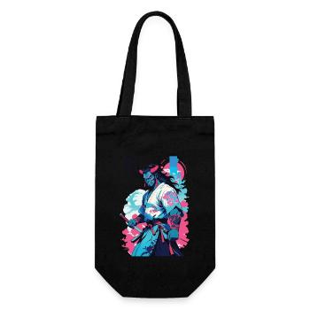 Samurai Oni Yokai Aesthetic Vaporwave Style - Gift Bag for Bottles - black - Front