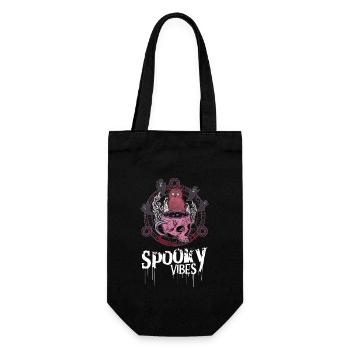 Rote Katze und Totenkopf-Tasse Design - Geschenkbeutel für Flaschen - Schwarz - Vorne