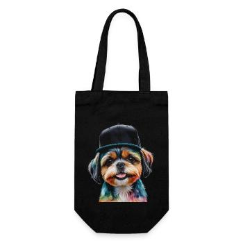 Shih Tzu Snapback Cap Hund Lustig Tier Print - Geschenkbeutel für Flaschen - Schwarz - Vorne