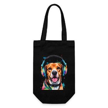 Beagle Kopfhörer Hund Lustig Tier Design Print - Geschenkbeutel für Flaschen - Schwarz - Vorne