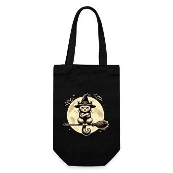 Funny Witch Cat Grumpy Magician Cat - Gift Bag for Bottles - black - Front