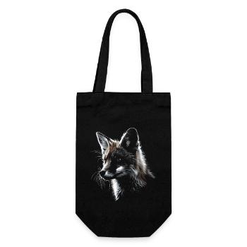 Lustiges Fuchs Fox Kunst Tier Natur Wildtier Tiere - Geschenkbeutel für Flaschen - Schwarz - Vorne