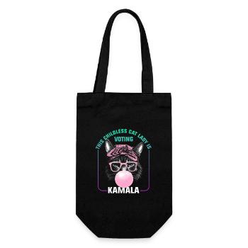 Kamala Harris & Tim Walz 2024 - Childless Cat Lady - Gift Bag for Bottles - black - Front