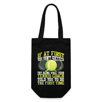 Funny Tennis Player Racket Coach - Geschenkbeutel für Flaschen - Schwarz - Vorne
