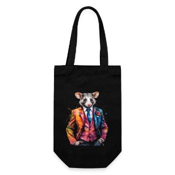 Opossum Suit Colorful Animal Design Print - Gift Bag for Bottles - black - Front
