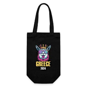 Greece 2024 Alpaca Party Holiday - Gift Bag for Bottles - black - Front