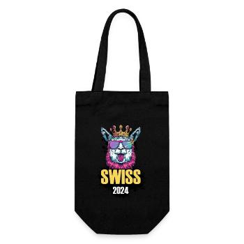 Switzerland 2024 Alpaca Party Holiday Swiss - Gift Bag for Bottles - black - Front