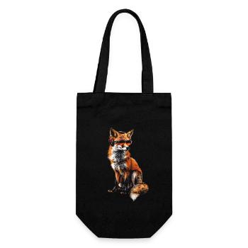 Lustiges Fuchs Fox Kunst Tier Natur Wildtier Tiere - Geschenkbeutel für Flaschen - Schwarz - Vorne