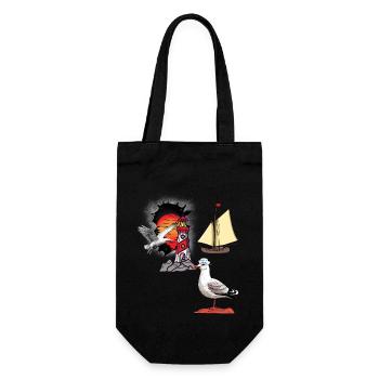 maritime, mouette, mouettes, phare, voilier, navire - Sac à bouteille - noir - Devant