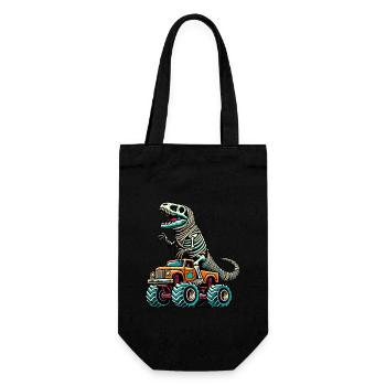 Dinosaur On Monster Truck Motorsport Lover - Gift Bag for Bottles - black - Front