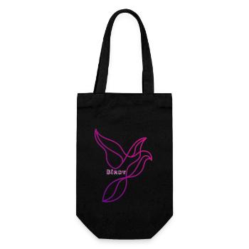 Elegance in Flight: Abstract Avian Art Birdy - Geschenkbeutel für Flaschen - Schwarz - Vorne