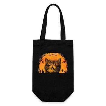 Drôle de chat Halloween lune effrayant Amoureux des chats - Sac à bouteille - noir - Devant