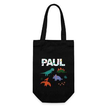 PAUL - Beautiful boy name with dinosaur - Gift Bag for Bottles - black - Front