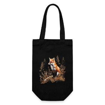 Lustiges Fuchs Fox Kunst Tier Natur Wildtier Tiere - Geschenkbeutel für Flaschen - Schwarz - Vorne