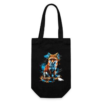 Lustiges Fuchs Fox Kunst Tier Natur Wildtier Tiere - Geschenkbeutel für Flaschen - Schwarz - Vorne