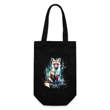 Lustiges Fuchs Fox Kunst Tier Natur Wildtier Tiere - Geschenkbeutel für Flaschen - Schwarz - Vorne