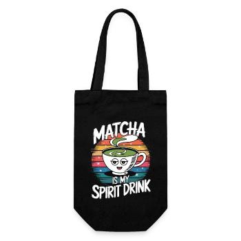Matcha Is My Spirit Drink - Retro Teacup - Gift Bag for Bottles - black - Front